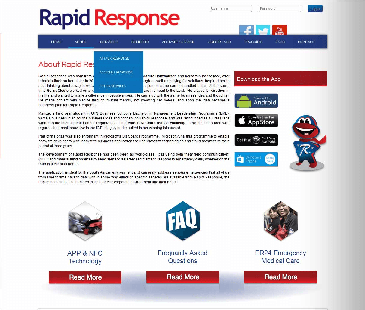 Rapid Response Website Screenshot